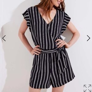 NWT Loft Black and White Striped Romper Size Small